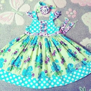 Eleanor Rose 6/7 Pocket Full of Posies dress and headwrap